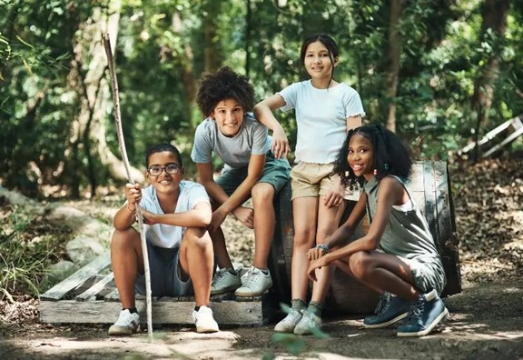 Kids enjoying the outdoors during summer camp in Central Massachusetts