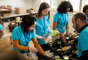 Community helping pack food donations