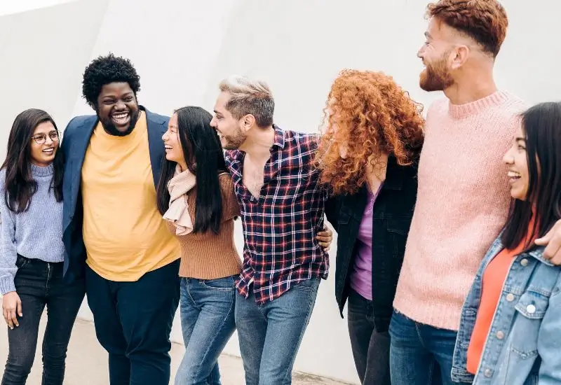 Diverse group of friends having a good time