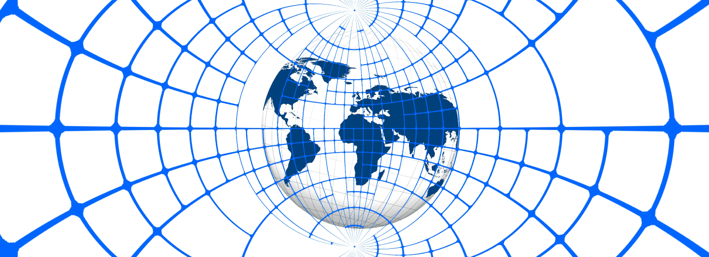 An image of a globe with connecting lines all over it